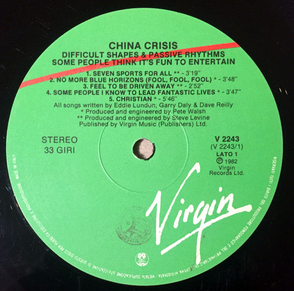 China Crisis : Difficult Shapes & Passive Rhythms - Some People Think It's Fun To Entertain (LP, Album)