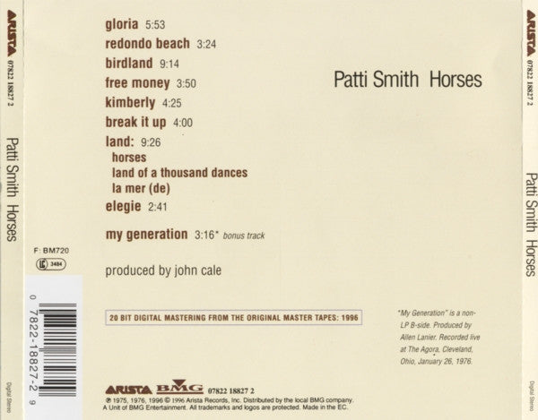 Patti Smith : Horses (CD, Album, RE, RM)
