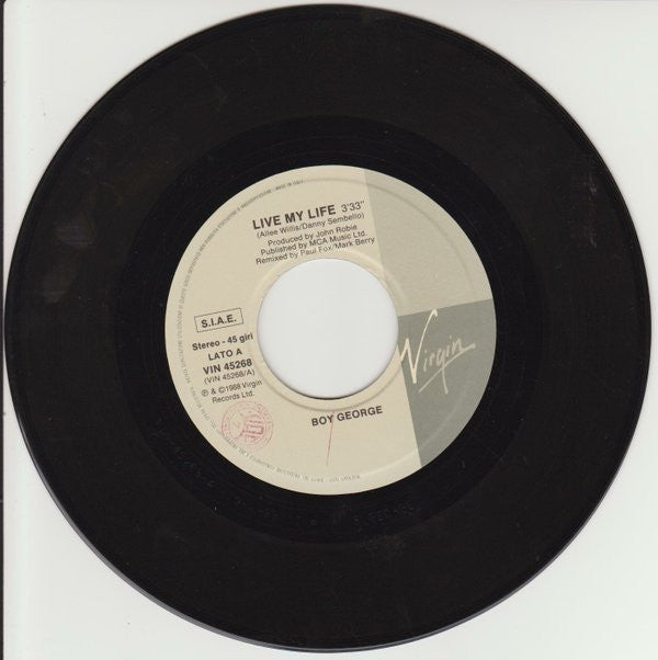 Boy George : Live My Life (7", Single)