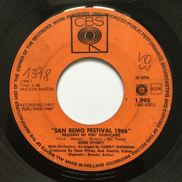 Gene Pitney : Nessuno Mi Può Giudicare (7", Single)