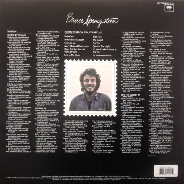 Bruce Springsteen : Greetings From Asbury Park, N.J. (LP, Album, RE, RM, 180)