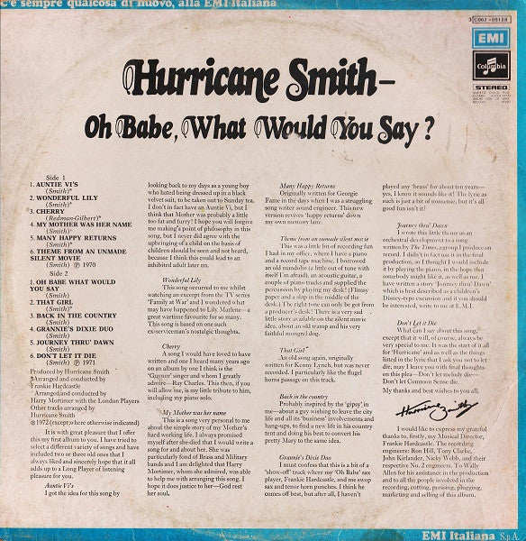 Hurricane Smith : Oh Babe, What Would You Say? (LP, Album)