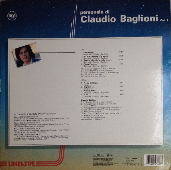 Claudio Baglioni : Personale Di Claudio Baglioni Vol. 1 (LP, Comp)