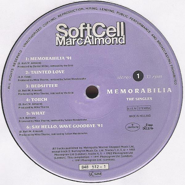 Soft Cell / Marc Almond : Memorabilia (The Singles) (LP, Comp)