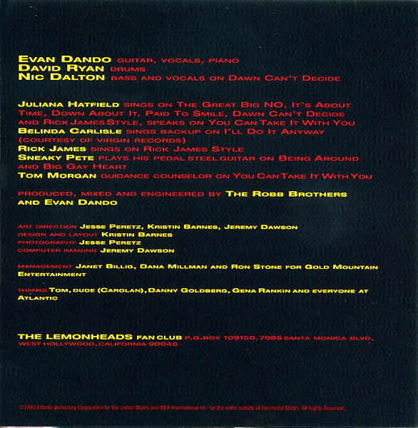 The Lemonheads : Come On Feel The Lemonheads (CD, Album, RE)
