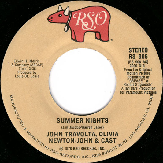 John Travolta, Olivia Newton-John & Cast* / Louis St. Louis : Summer Nights / Rock 'N' Roll Party Queen (7", Single, Sou)