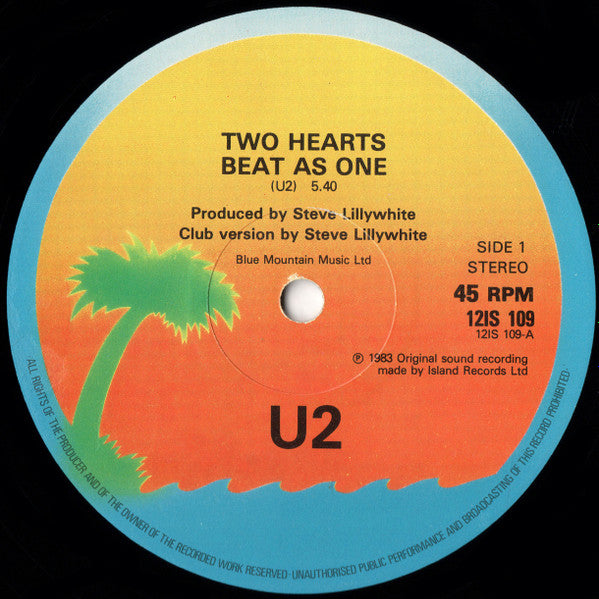 U2 : Two Hearts Beat As One (Club Version) (12", Single)