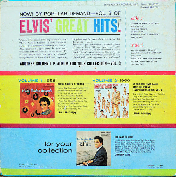 Elvis Presley : Elvis Golden Records Vol.3 (LP, Comp, Mono)