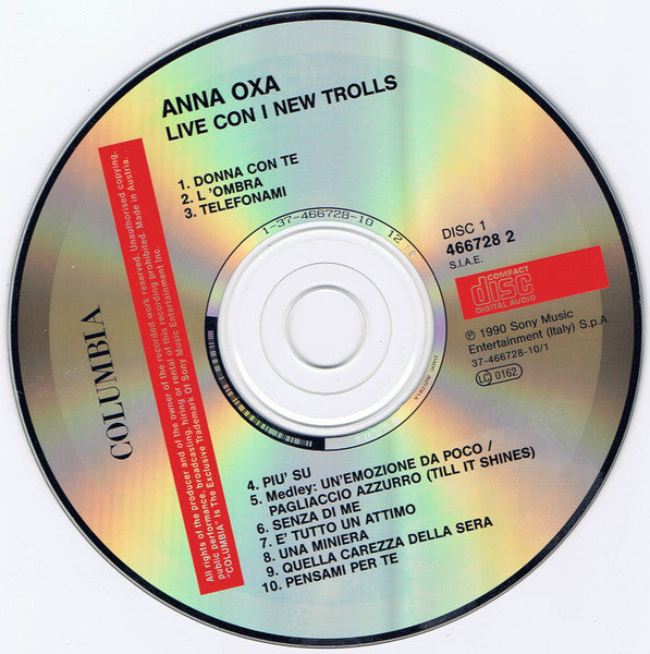 Anna Oxa :  Live Con I New Trolls (2xCD, Album, RP)