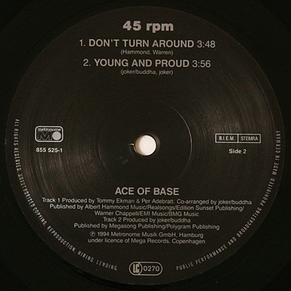 Ace Of Base : Don't Turn Around (12", Single)