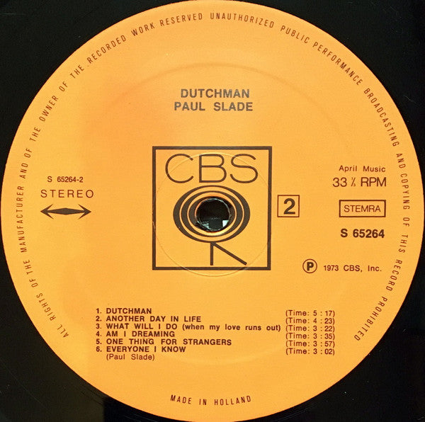 Paul Slade : Dutchman (LP, Album, Gat)